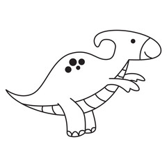 Funny Dinosaur Line Drawing Illustration