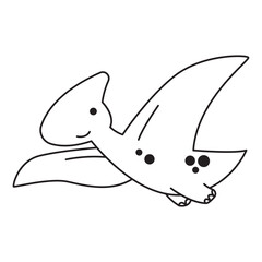 Pterodactyl Dinosaur Line Art Illustration