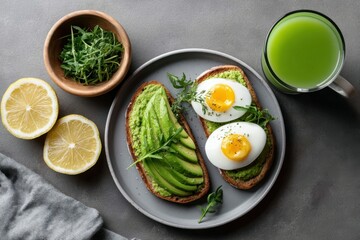 Avocado and Egg Toast ,Breakfast, on Plate, Print, Healthy Lifestyle Breakfast or Brunch, Food Photography