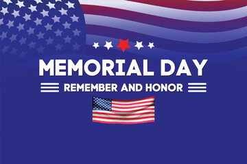 Memorial Day tribute banner with American flag and message to remember and honor heroes