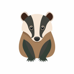 Cute Badger Simple Vector – Minimalist Flat Style Cartoon Badger Illustration Design