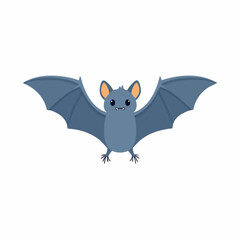 Cute Bat Simple Vector – Minimalist Flat Style Cartoon Flying Bat Illustration Design


