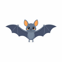 Cute Bat Simple Vector – Minimalist Flat Style Cartoon Flying Bat Illustration Design

