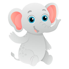 Vector cartoon image of elephant. Animal concept for children's illustrations, articles, books. Zoo, circus. Element for your design.