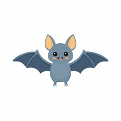 Cute Bat Simple Vector – Minimalist Flat Style Cartoon Flying Bat Illustration Design

