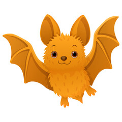 Vector cartoon image of bat. Animal concept for children's illustrations, articles, books. Zoo, circus. Element for your design.