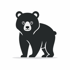 Cute Black Bear Simple Vector – Minimalist Flat Style Wild Animal Illustration Design