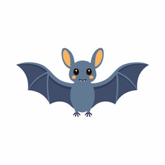Cute Bat Simple Vector – Minimalist Flat Style Cartoon Flying Bat Illustration Design


