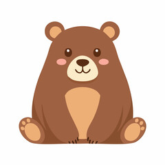 Fototapeta premium Cute Dark Brown Bear Simple Vector – Minimalist Flat Style Wild Animal Illustration