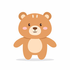 Cute Dark Brown Bear Simple Vector – Minimalist Flat Style Wild Animal Illustration

