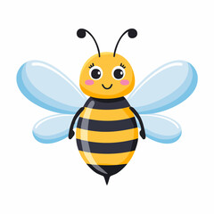 Cute Bee Simple Vector – Minimal Flat Style Insect Illustration Clipart Design