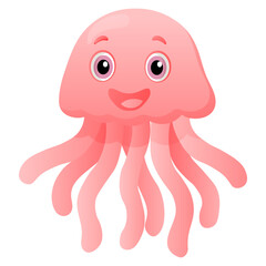 Vector cartoon image of jellyfish. Animal concept for children's illustrations, articles, books. Zoo, circus. Element for your design.