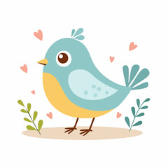 Cute Bird Simple Vector – Minimal Flat Style Cartoon Bird Illustration Clipart

