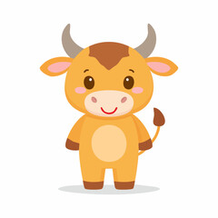 Cute Calf Simple Vector – Minimal Flat Style Baby Cow Illustration Cartoon Art