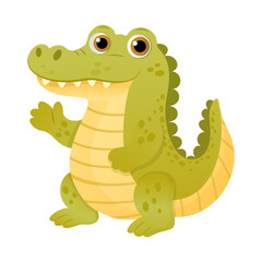 Vector cartoon image of alligator. Animal concept for children's illustrations, articles, books. Zoo, circus. Element for your design.