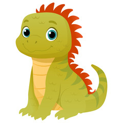 Vector cartoon image of iguana. Animal concept for children's illustrations, articles, books. Zoo, circus. Element for your design.