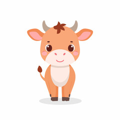 Cute Calf Simple Vector – Minimal Flat Style Baby Cow Illustration Cartoon Art