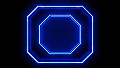A set of nested blue  lit octagonal shapes on a black background, creating a neon  like effect. 