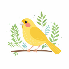 Cute Canary Simple Vector – Minimal Flat Style Cartoon Bird Illustration