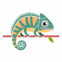 Cute Chameleon Simple Vector – Minimal Cartoon Lizard Illustration in Flat Style