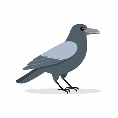 Cute Crow Simple Vector – Minimal Black Bird Cartoon Illustration in Flat Style