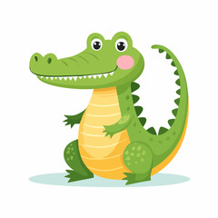 Cute Crocodile Simple Vector Illustration – Minimal Cartoon Reptile for Kids and Graphic Design

