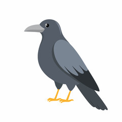 Cute Crow Simple Vector – Minimal Black Bird Cartoon Illustration in Flat Style