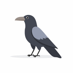 Cute Crow Simple Vector – Minimal Black Bird Cartoon Illustration in Flat Style