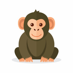 Cute Chimpanzee Simple Vector – Minimal Cartoon Monkey Illustration for Kids and Wildlife Designs


