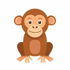 Obraz premium Cute Chimpanzee Simple Vector – Minimal Cartoon Monkey Illustration for Kids and Wildlife Designs