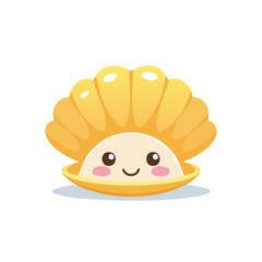 Cute Clam Simple Vector – Minimalist Cartoon Shellfish Illustration for Kids and Sea-Themed Design
