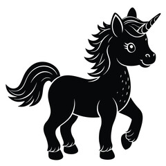 Adorable Black Silhouette Unicorn Illustration