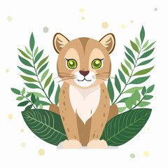 Cute Cougar Simple Vector Illustration – Minimal Mountain Lion Cartoon for Kids and Graphic Use
