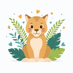 Cute Cougar Simple Vector Illustration – Minimal Mountain Lion Cartoon for Kids and Graphic Use