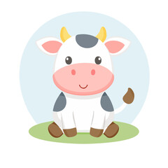 Cute Cow Simple Vector Illustration – Minimal Farm Animal Cartoon for Kids and Graphic Design