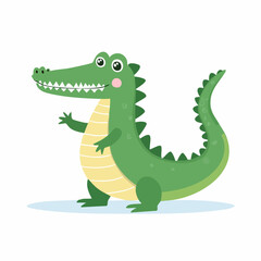 Cute Crocodile Simple Vector Illustration – Minimal Cartoon Reptile for Kids and Graphic Design
