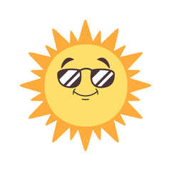Cool sun shining cartoon mascot