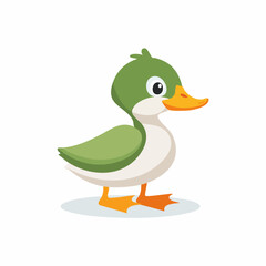 Cute Duck Simple Vector Illustration – Flat Cartoon Yellow Duck for Kids and Fun Design Projects

