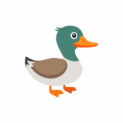 Cute Duck Simple Vector Illustration – Flat Cartoon Yellow Duck for Kids and Fun Design Projects

