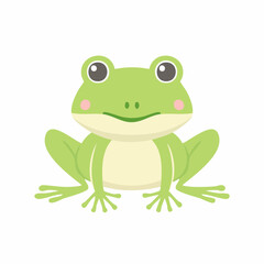 Cute Frog Simple Vector Illustration – Adorable Cartoon Amphibian Character on White Background