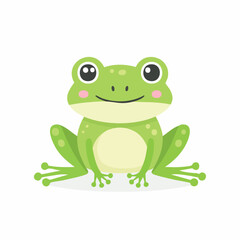 Cute Frog Simple Vector Illustration – Adorable Cartoon Amphibian Character on White Background