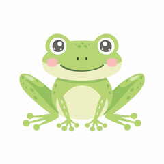 Cute Frog Simple Vector Illustration – Adorable Cartoon Amphibian Character on White Background