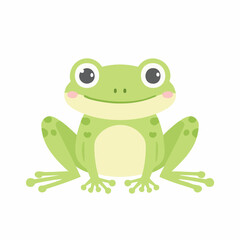 Cute Frog Simple Vector Illustration – Adorable Cartoon Amphibian Character on White Background