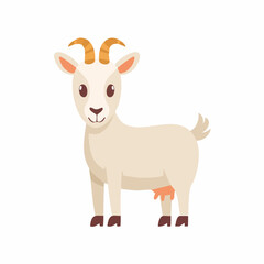 Cute Goat Simple Vector Illustration – Adorable Cartoon Farm Animal Isolated on White Background

