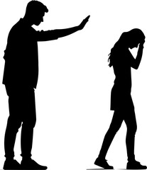 Rejection Silhouette Separation Conflict Stop Black and White