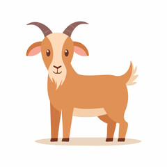 Cute Goat Simple Vector Illustration – Adorable Cartoon Farm Animal Isolated on White Background


