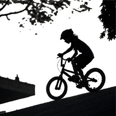 BMX Silhouette Boy Riding Bicycle Stencil