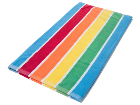 Colorful Striped Beach Towel Isolated on transparent background cutout, PNG file, Cutout file
