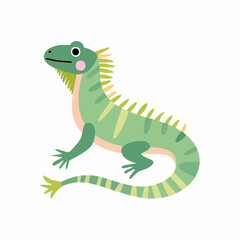 Fototapeta premium Cute Iguana in Simple Vector Style – Minimal Reptile Illustration with Flat Design on White Background