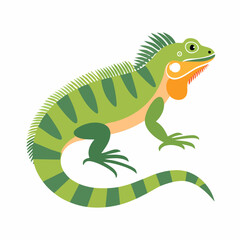 Fototapeta premium Cute Iguana in Simple Vector Style – Minimal Reptile Illustration with Flat Design on White Background